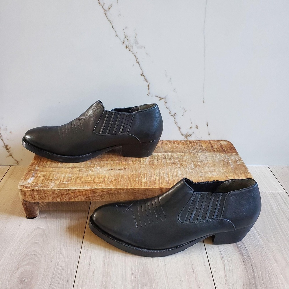 Skechers Western Booties Womens 8.5 Black Faux Leather Pointed Toe Memory Foam